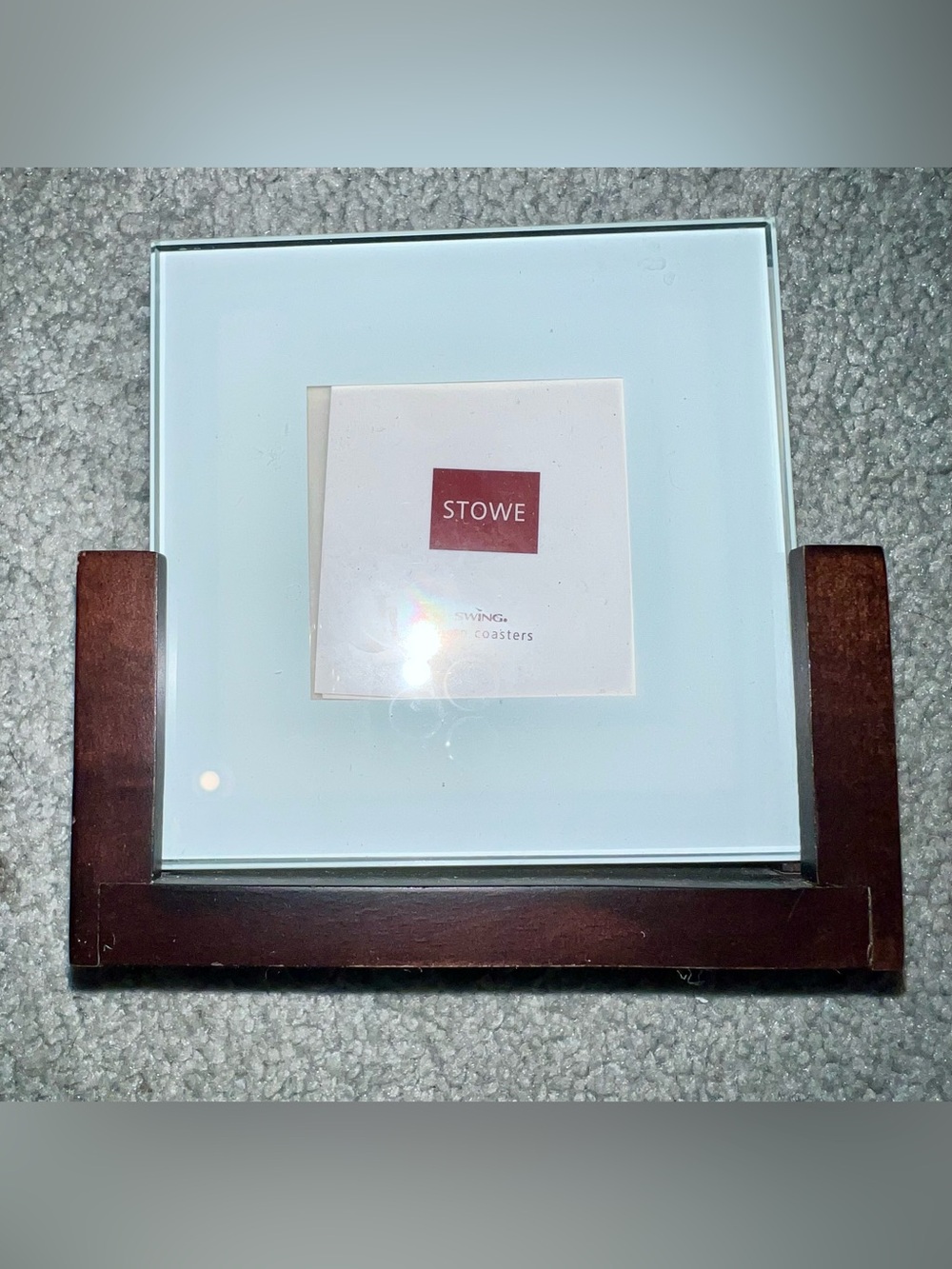 4 Swing Stowe Glass Picture Frame Coasters with Espresso Base